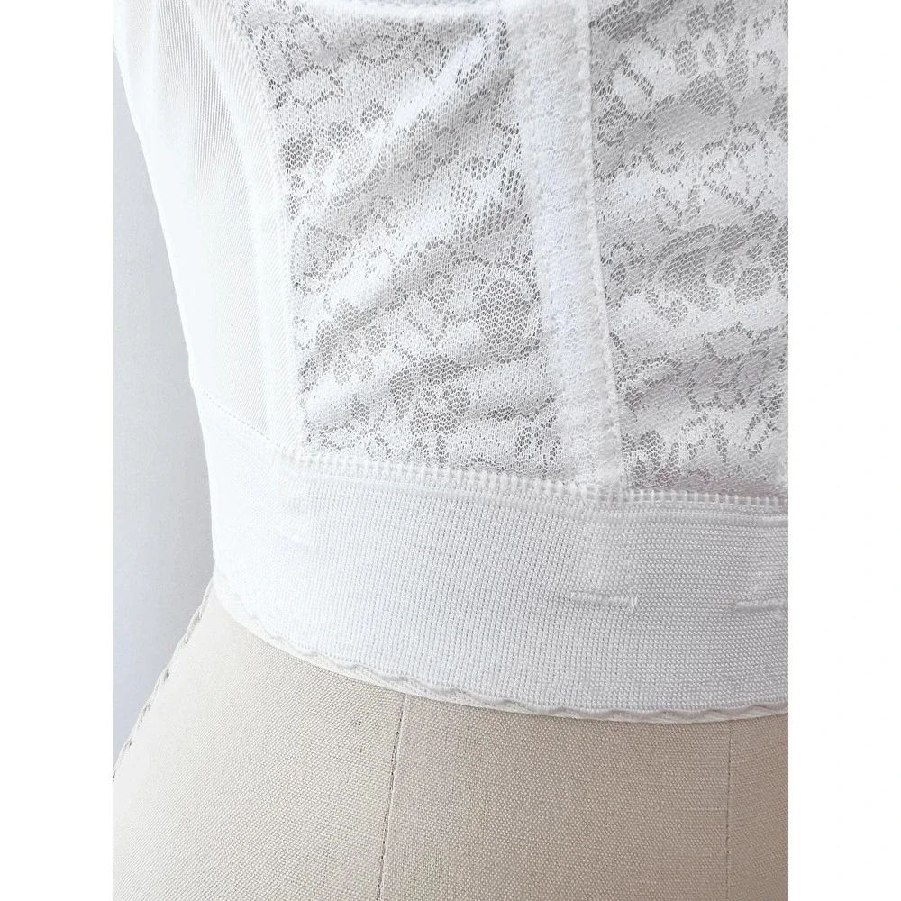 SIZE XS / S 36A Vintage Longline Corset Bustier White Lace Strapless‎ 1970s